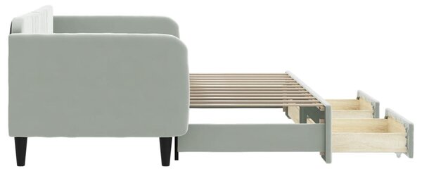 Válenda s přistýlkou a zásuvkami světle šedá 90 x 200 cm samet 3197111