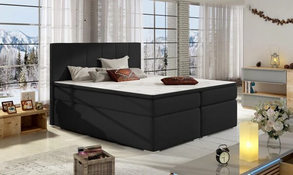 Postel Boxspring Boleria 180x200, černá (látka - bb 02)