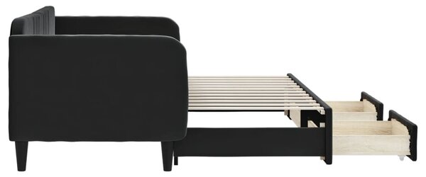 Válenda s přistýlkou a zásuvkami černá 80 x 200 cm samet 3197108