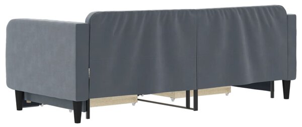 Válenda s přistýlkou a zásuvkami tmavě šedá 90 x 200 cm samet 3197112