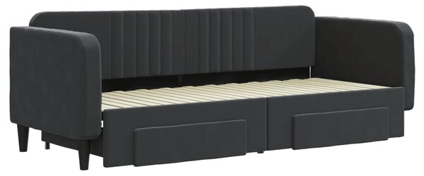 Válenda s přistýlkou a zásuvkami černá 80 x 200 cm samet 3197108