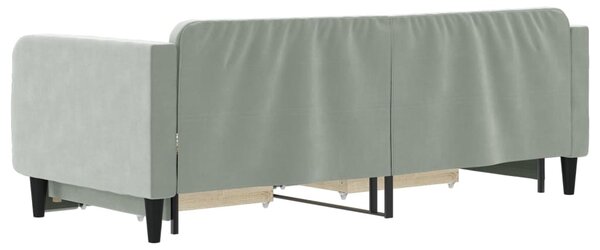 Válenda s přistýlkou a zásuvkami světle šedá 90 x 200 cm samet 3197111