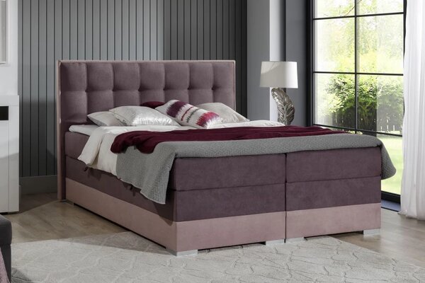 Postel Boxspring Damasia, šedá / modrá (DMS 09)