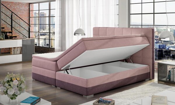 Postel Boxspring Damasia, šedá / modrá (DMS 09)