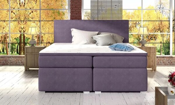 Postel Boxspring Divalia 200x180, fialová (látka - bd 08)