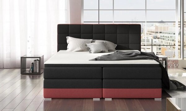 Postel Boxspring Damasia, šedá / modrá (DMS 09)