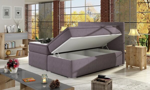 Postel Boxspring Divalia 200x180, fialová (látka - bd 08)