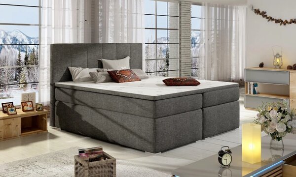 Postel Boxspring Boleria 180x200, šedá (látka - bb 01)