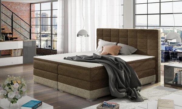 Postel Boxspring Damasia, hnědá / béžová (DMS 10)