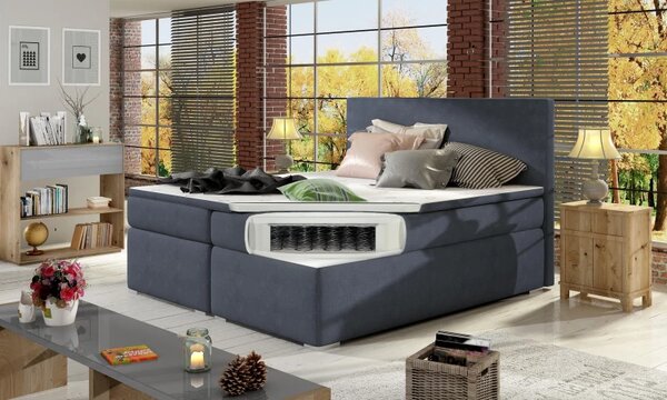 Postel Boxspring Divalia 200x180, fialová (látka - bd 08)