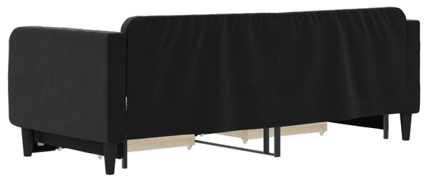 Válenda s přistýlkou a zásuvkami černá 90 x 200 cm samet 3197115