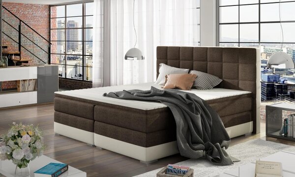 Postel Boxspring Damasia, hnědá / béžová (DMS 05)