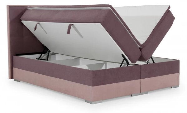 Postel Boxspring Damasia, šedá / modrá (DMS 09)