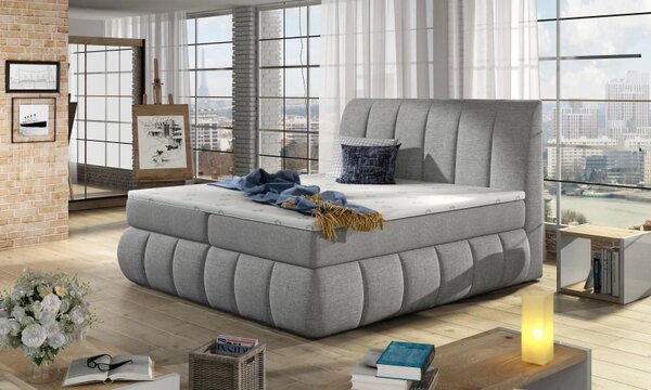 Postel Boxspring Vincenzia 200x180, sv. šedá (látka - bvi 06)