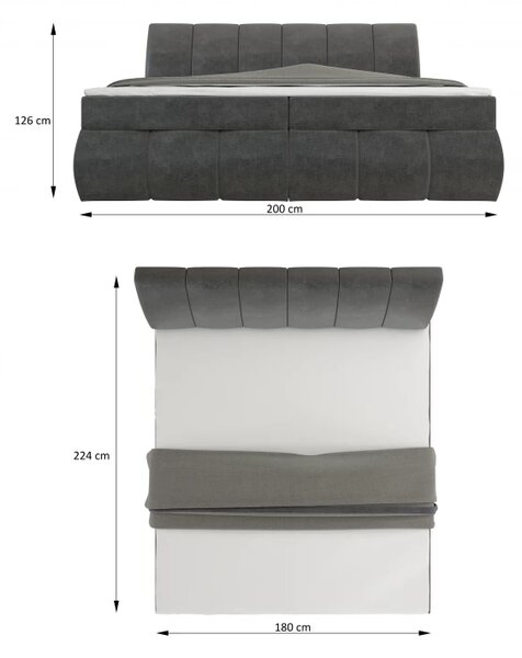 Postel Boxspring Vincenzia 200x180, šedá (látka - bvi 04)