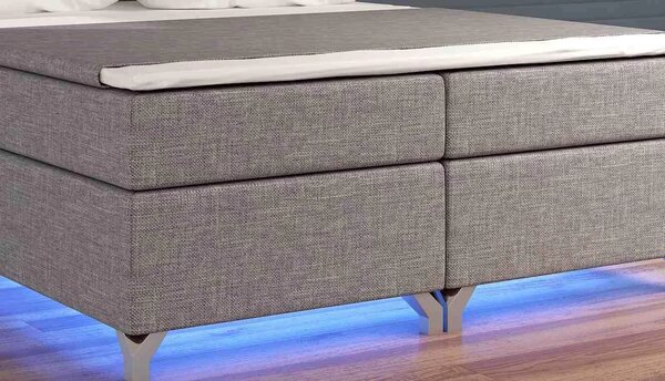 Postel Boxspring Amadeus + LED 200x180, sv. modrá (látka - bao 19)