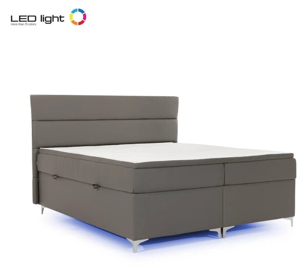 Postel Boxspring Amadeus + LED 200x180, sv. modrá (látka - bao 19)