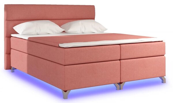 Postel Boxspring Amadeus + LED 200x180, sv. modrá (látka - bao 19)