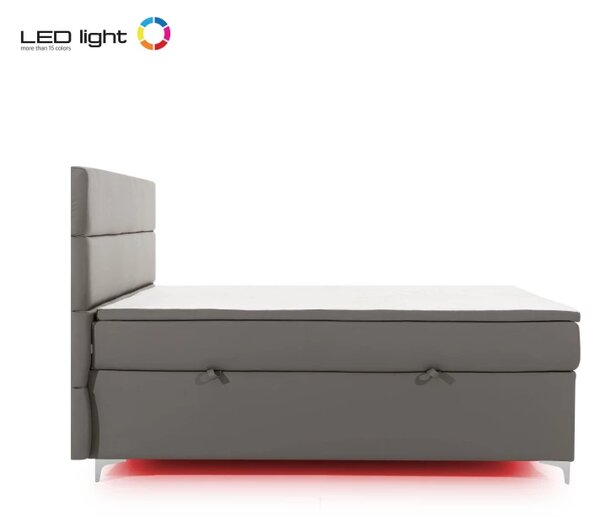 Postel Boxspring Amadeus + LED 200x180, sv. modrá (látka - bao 19)