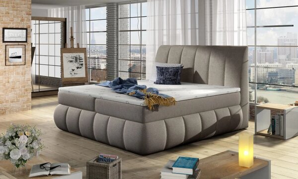 Postel Boxspring Vincenzia 200x180, sv. hnědá vzor (látka - bvi 14)
