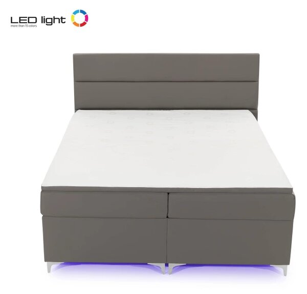 Postel Boxspring Amadeus + LED 200x180, sv. modrá (látka - bao 19)