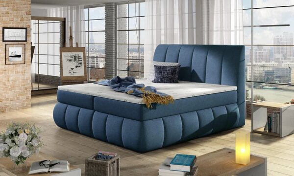Postel Boxspring Vincenzia 200x180, modrá (látka - bvi 24)