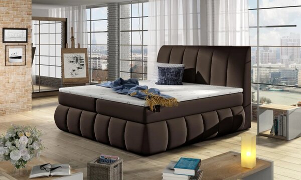 Postel Boxspring Vincenzia 200x180, hnědá (koženka - bvi 12)