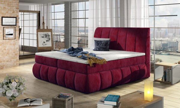 Postel Boxspring Vincenzia 200x180, červená (látka - bvi 16)
