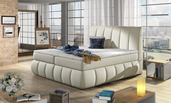 Postel Boxspring Vincenzia 200x180, krémová (koženka - bvi 11)
