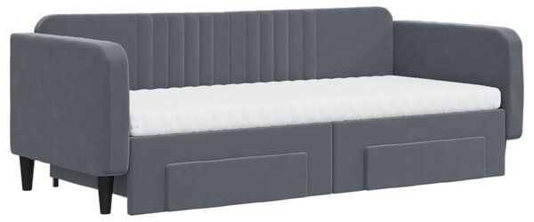 Válenda s přistýlkou a zásuvkami tmavě šedá 90 x 200 cm samet 3197136