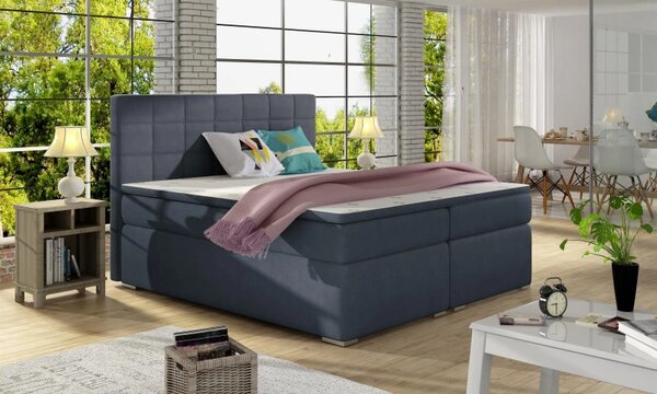 Postel Boxspring Alicia, modrá (látka - ba 09/soro 76)