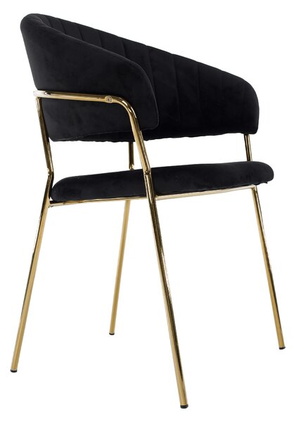 KONDELA Designové jídelní křeslo, černá Velvet látka/gold chrom zlatý, DASMIN TYP 1