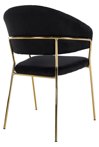 KONDELA Designové jídelní křeslo, černá Velvet látka/gold chrom zlatý, DASMIN TYP 1