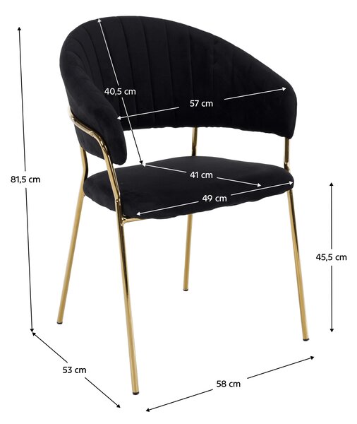 KONDELA Designové jídelní křeslo, černá Velvet látka/gold chrom zlatý, DASMIN TYP 1