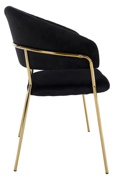 KONDELA Designové jídelní křeslo, černá Velvet látka/gold chrom zlatý, DASMIN TYP 1