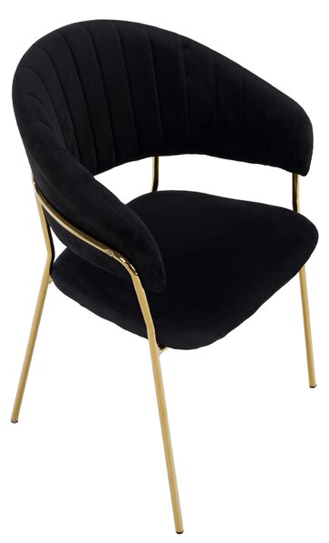 KONDELA Designové jídelní křeslo, černá Velvet látka/gold chrom zlatý, DASMIN TYP 1