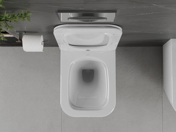 Mexen Madox WC mísa Rimless s pomalu sklopným tenkým sedátkem, duroplast, bílý lesk - 30154000