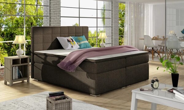 Postel Boxspring Alicia, hnědá (látka - ba 04/sawana 26)