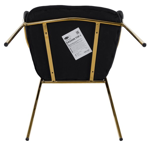 KONDELA Designové jídelní křeslo, černá Velvet látka/gold chrom zlatý, DASMIN TYP 1