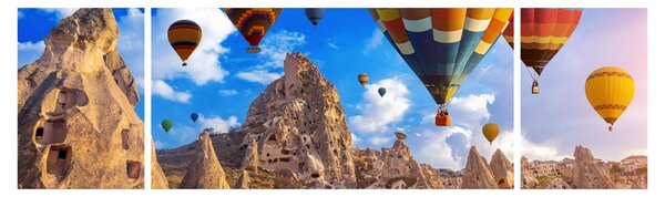 Obraz - Horkovzdušné balóny, Cappadocia, Turkey. (170x50 cm)