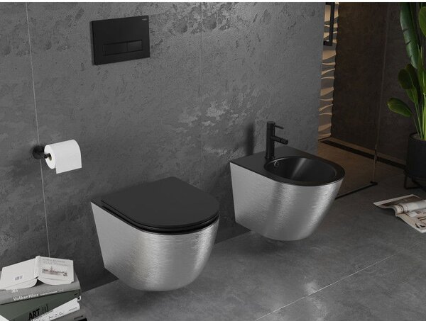 Mexen Lena závěsný bidet, černý mat/stříbrný vzor linie - 35224873