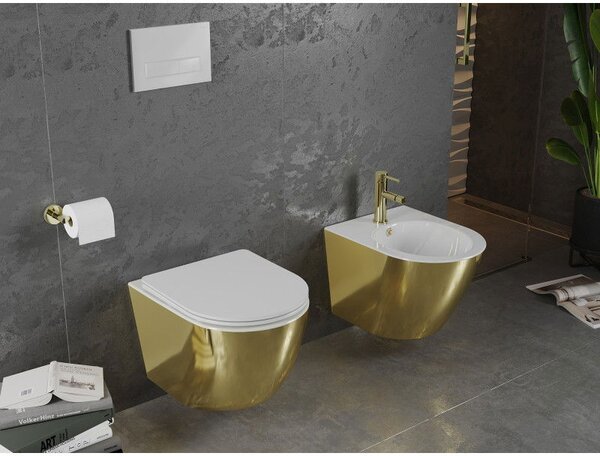 Mexen Lena závěsný bidet, bílý/zlatý - 35224806