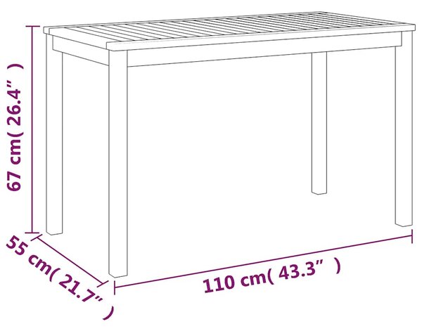 Zahradní stůl 110 x 55 x 67 cm masivní akáciové dřevo 319718