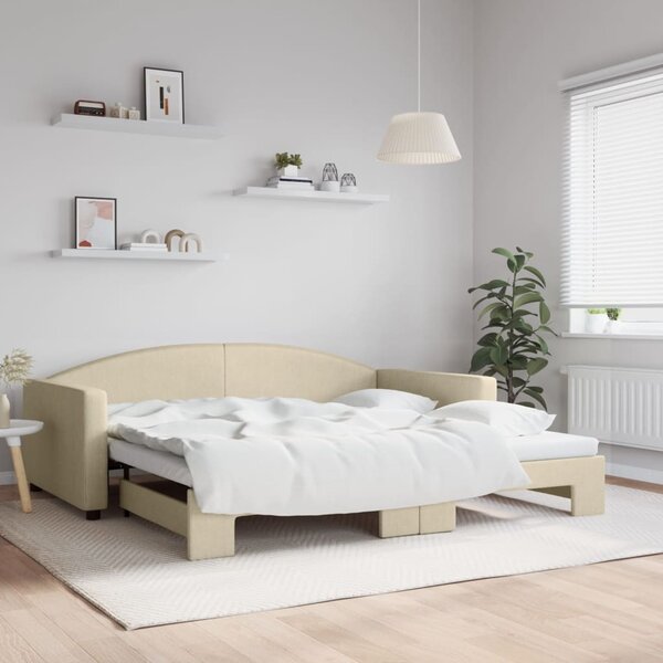 Válenda s přistýlkou krémová 100 x 200 cm textil 3197197