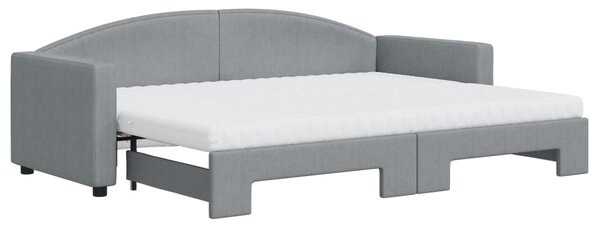 Válenda s přistýlkou a matracemi světle šedá 80 x 200 cm textil 3197201