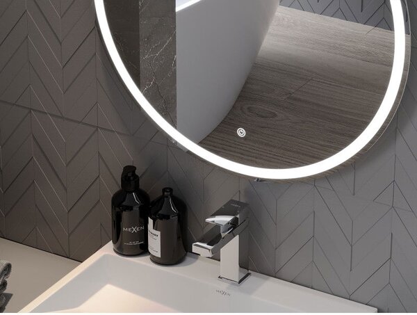 Mexen Gobi koupelnové zrcadlo s podsvícením, kulaté 60 cm, LED 6000K, protimlžící - 9801-060-060-611-00
