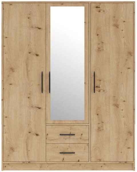 Šatní skříň Smart 150 cm, dub sonoma/bílá, zrcadlo