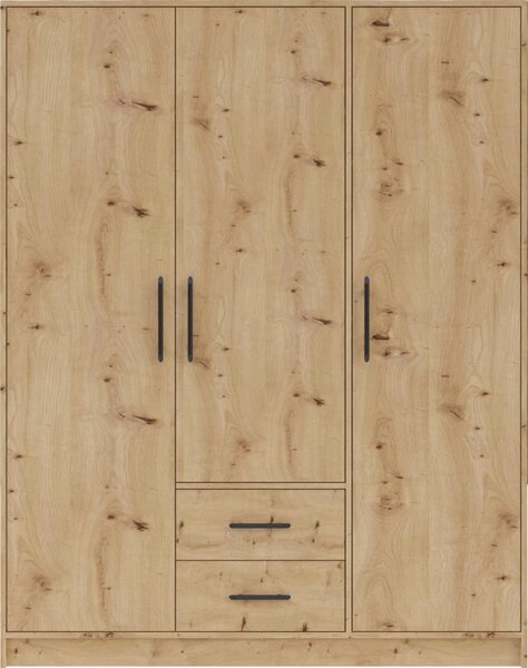 Šatní skříň Smart 150 cm, dub sonoma/bílá, zrcadlo