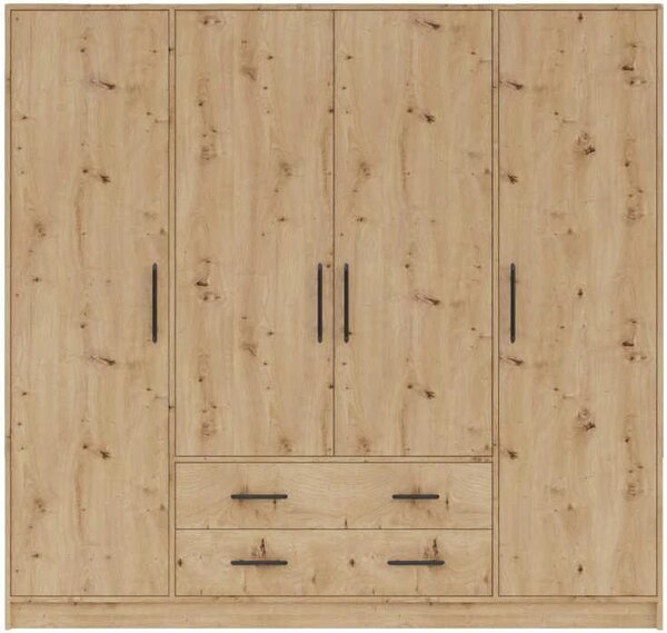 Šatní skříň Smart 200 cm, dub sonoma/bílá, zrcadlo