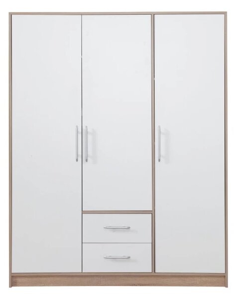 Šatní skříň Smart 150 cm, dub sonoma/bílá, zrcadlo